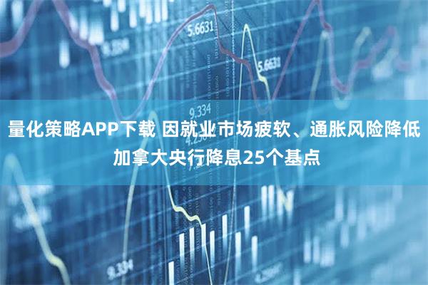 量化策略APP下载 因就业市场疲软、通胀风险降低 加拿大央行降息25个基点