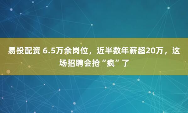 易投配资 6.5万余岗位，近半数年薪超20万，这场招聘会抢“疯”了